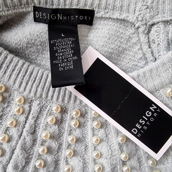 🆕️ Design History Super Soft Pearl Embellished Sweater NWTS - Picture 6 of 8